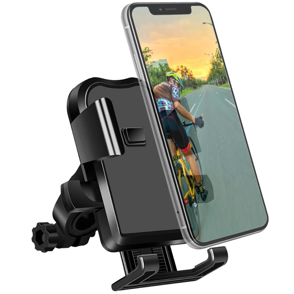 自転車 バイク スマホ ホルダー ハンドル着用 ワンタッチ 固定 取り外し 工具不要 回転 振動吸収 自転車につけるス撮影用 電動自転車 ロードバイク 携帯 すまほ スタンド アンドロイド iphone