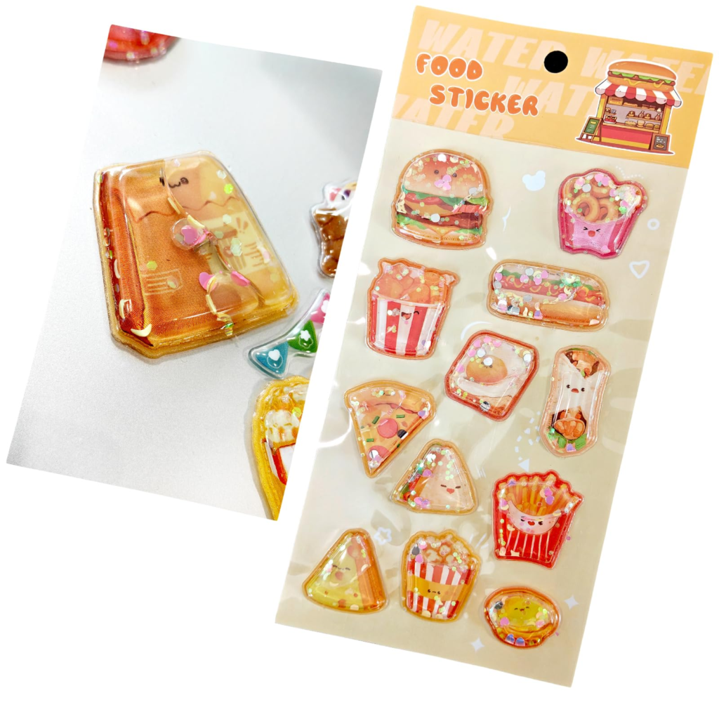 ウォーターシール 3d 水入り ぼんぼんロップシール 可愛い キャラクター 食べ物 飲み物 パン 立体 かわいい キラキラな スタンプ ラブブ かわ スクラップブック用 貼り付け可能 手帳用 diy用 大人の図鑑 スマホ SNSで話題 携帯電話飾り用 女の子 ギフト ステッカー (F 01)