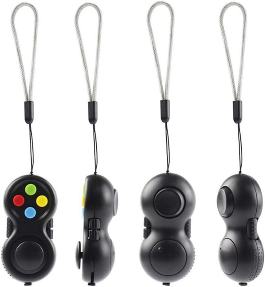 Fidget Pad ストレス解消 ハンドル ポケットゲーム フォーカス 玩具 不安 緊張 EDC ADHD 脳トレー おもちゃ キーホルダー (イエロー)