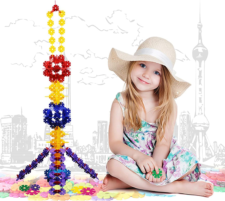 フラワーブロックニューブロック 知育 雪花片 シリコン おもちゃ オモチャ 保育園 3歳-6歳 女の子 プレゼント(雪の花600ピース，3cm)