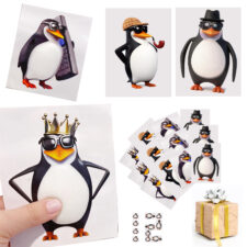 ペンギン お腹 シール 3D【12枚】柔らかいお腹 ぷにぷにシール かわいい もっちりスクイーズ ステッカー シー ル帳 デコレーション 携帯電話飾り用 手帳用 手芸用品 (J 01)