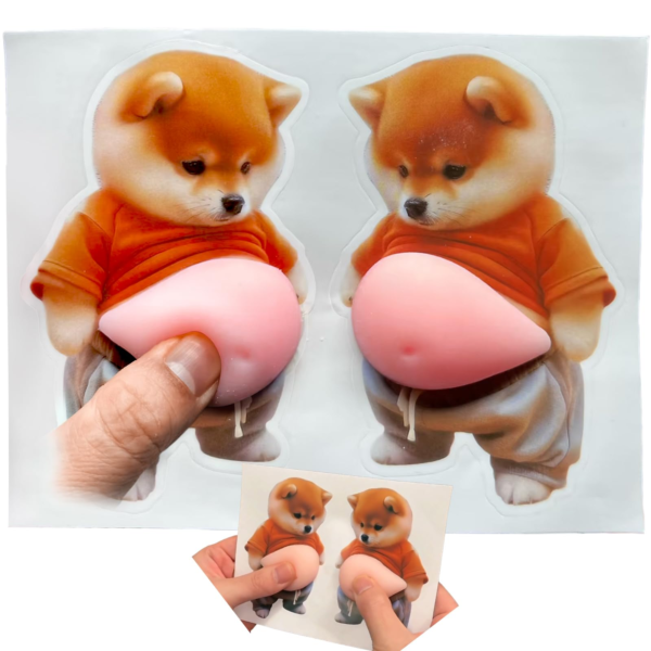 おなかぷにぷにシール 3d 2枚 デブ犬 お腹 肉球 プニプニシール スクイーズ おなかしーる かわいい シール帳 携帯電話飾り用 手帳用 手芸用品(Q 01)