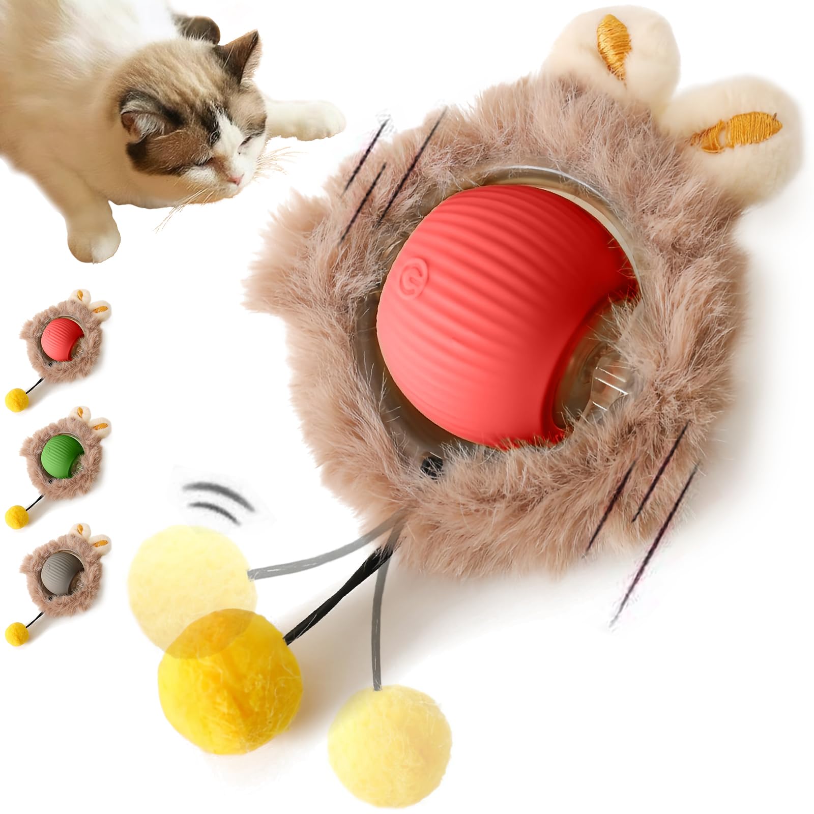 【Smato】猫 おもちゃ 自動 一人遊び ボール 電動 USB充電式 猫のおもちゃ 球体 自動猫 じゃらし ねずみ タマタマ ぬいぐるみ ストレス発散