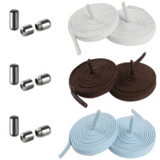 [Smato] 靴紐 フラット クツグッズ シューレース 結ばない 平紐 100cm 6本 ストッパー ほどけない 黒 紫 緑 3色セット 伸びる 留め具 むすばない ほどけにくい スニーカー