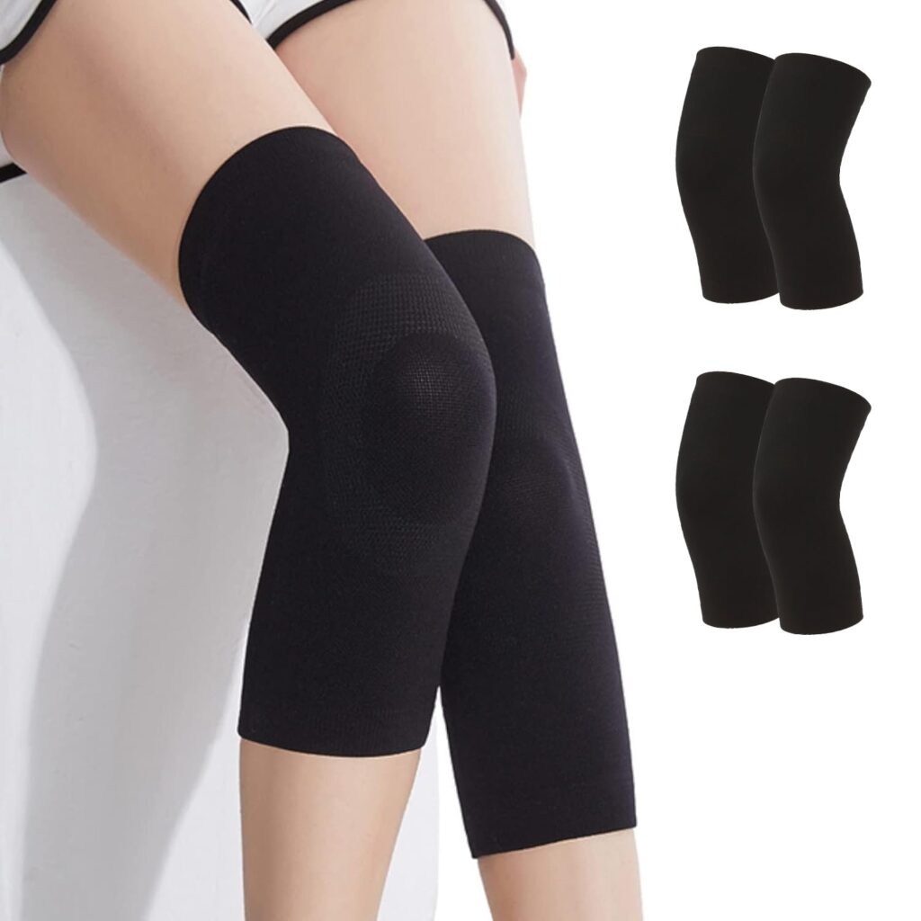 膝サポーター 保温 4枚セット 膝ウォーマー 冷え対策 薄手 締め付けない 柔らかい 肌にやさしい 2組セット 男女兼用