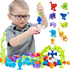 吸盤 ビーズ おもちゃ 26個セット アルファベット 壁に使える 新感覚知育ブロック 組み立て お風呂のおもちゃ オリジナル 誕生日 プレゼント DIY スクイグズ 子供 男の子 女の子