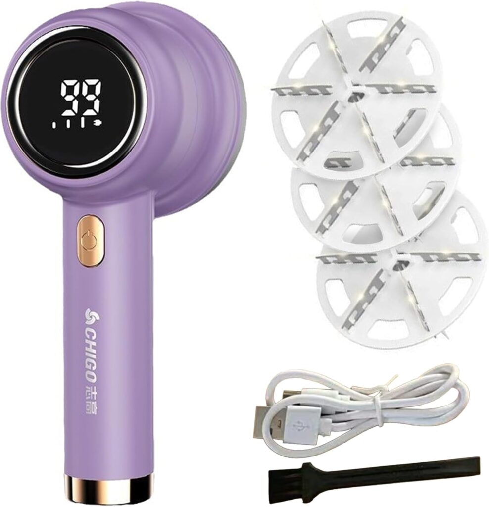 smato 毛玉取り 電動 3枚刃（1枚本体＋2枚替刃） 6刃設計 3段階スピード調整 安全保護装置 毛玉取り器 けだまとり 毛玉クリーナー 毛玉カッター 携帯便利 靴下 寝具 カーペット 旅行用 家庭用