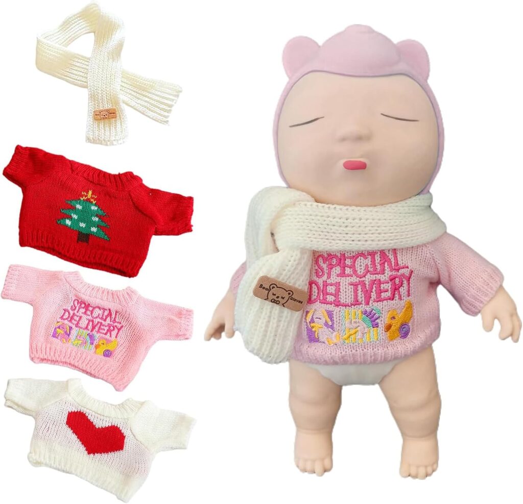 アグリーベイビーズ ぬいぐるみ 服【人形は含まれません 4点セット】スクイーズ 赤ちゃん BIGサイズ 20cm人形の服 パーカー ニット マフラー メガネ カメラ おしゃれ 可愛い 20cm-30cm ビッグ 人形 着せ替え ドール用服