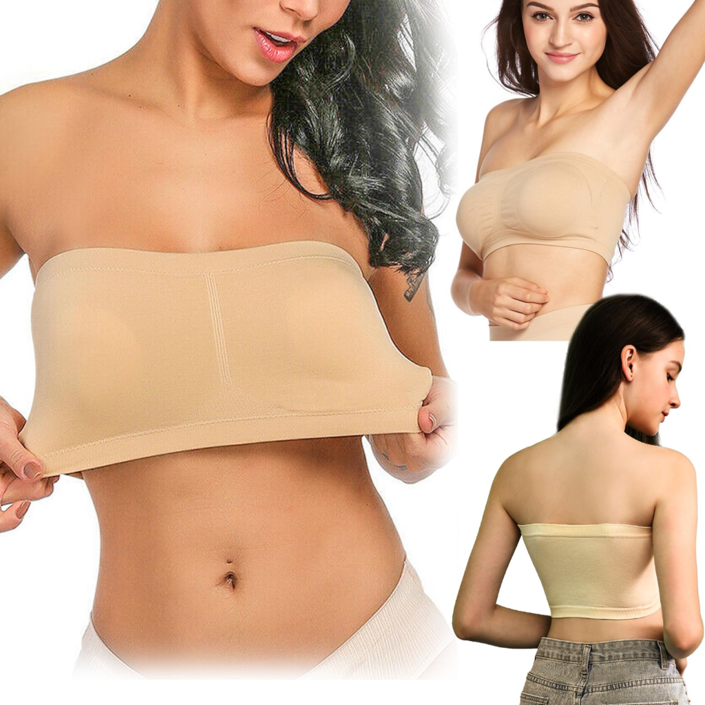 Smato チューブトップブラ ベアトップ ひもなしブラジャー カップ付き 肩紐なし ずれない 薄手 見せブラ 可愛い 肩出し インナー