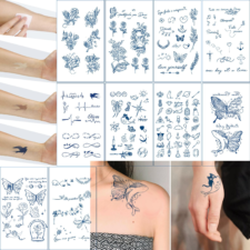 Smato タトゥーシール 10枚 セット 創作漫画風 ジャグアタトゥー たとぅーしーる ボディ 蝶 星 文字 2週間消えない 防水 韓国 おしゃれ 入れ墨シール