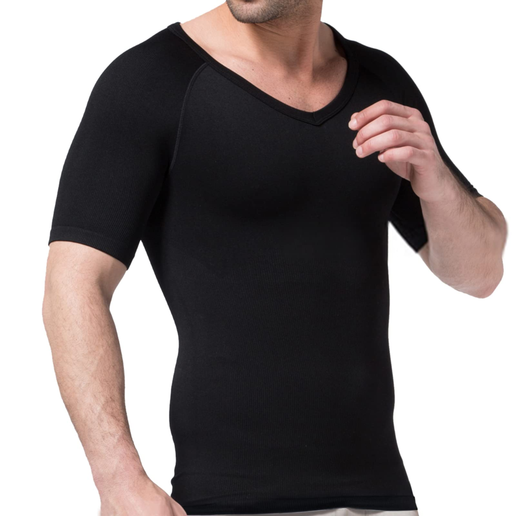 [Smato] インナーシャツ メンズ 加圧 ｖネック 首広め ソフト肌着 強圧 薄手 透けない 速乾 通気 着脱しやすい ワーク 24時間で着用しても楽フィットコンプレッション インナー 大きいサイズ 半袖
