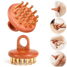 Smato 頭皮マッサージ ブラシ 黄銅 真鍮 ヘアブラシ ヘッドスパ 頭皮ブラシ ヘッドマッサージ 頭皮マッサージスカルプブラシ 頭皮ケア ヘッドスパハンドプロ ヘッドマッサージ