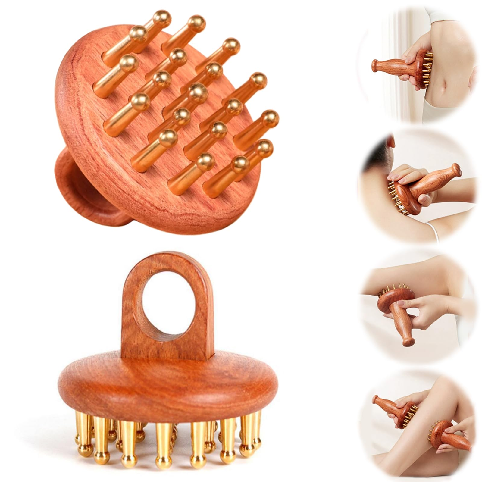 Smato 頭皮マッサージ ブラシ 黄銅 真鍮 ヘアブラシ ヘッドスパ 頭皮ブラシ ヘッドマッサージ 頭皮マッサージスカルプブラシ 頭皮ケア ヘッドスパハンドプロ ヘッドマッサージ