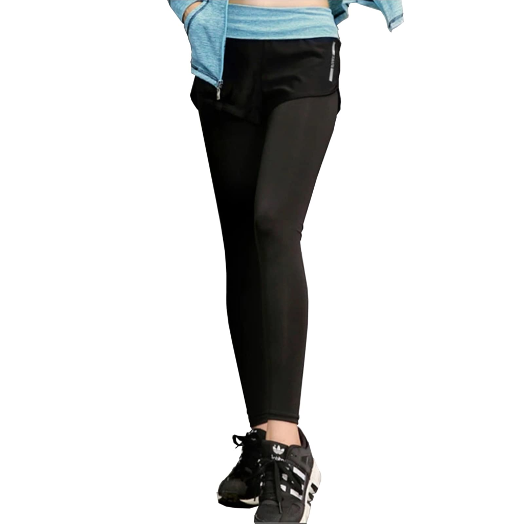 [Smato] レギンス ショートパンツ付き スポーツウェア ヨガウェア 一体型 タイツ 薄手 速乾 伸縮 ランニング レディース