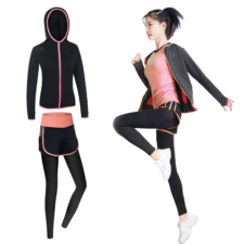 [Smato] スポーツウェア レディース 上下セット 長袖 指穴 ショートパンツ付き マルチポケット 速乾 伸縮 運動着 ボルダリング 可愛い トレーニング ジム ヨガ フィットネス ランニング