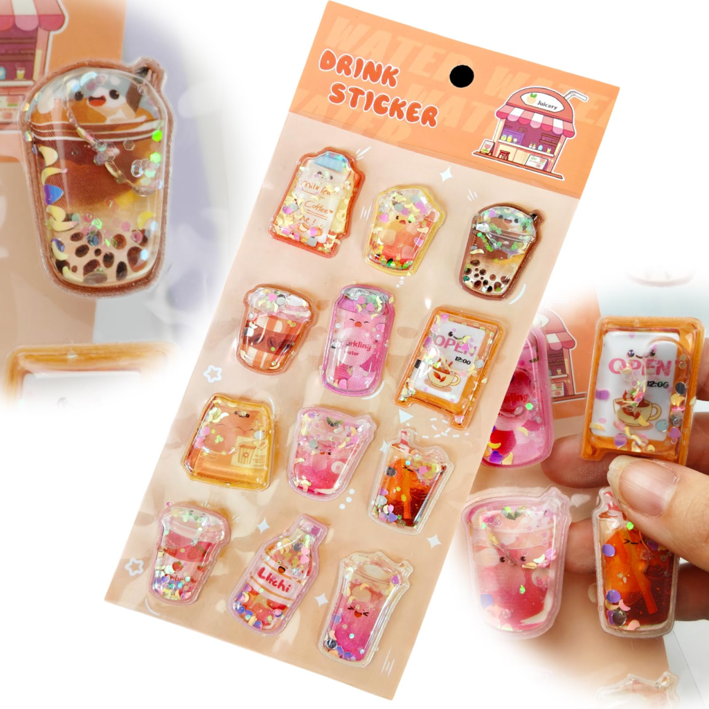 Smato 3dシール ウォーターシール 可愛い 水入り キャラクター 食べ物 飲み物 パン 立体 かわいい キラキラな スタンプ ラブブ かわ スクラップブック用 貼り付け可能 手帳用 diy用 大人の図鑑 スマホ SNSで話題 携帯電話飾り用 女の子 ギフト ステッカー