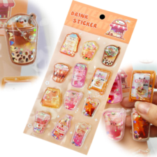 Smato 3dシール ウォーターシール 可愛い 水入り キャラクター 食べ物 飲み物 パン 立体 かわいい キラキラな スタンプ ラブブ かわ スクラップブック用 貼り付け可能 手帳用 diy用 大人の図鑑 スマホ SNSで話題 携帯電話飾り用 女の子 ギフト ステッカー