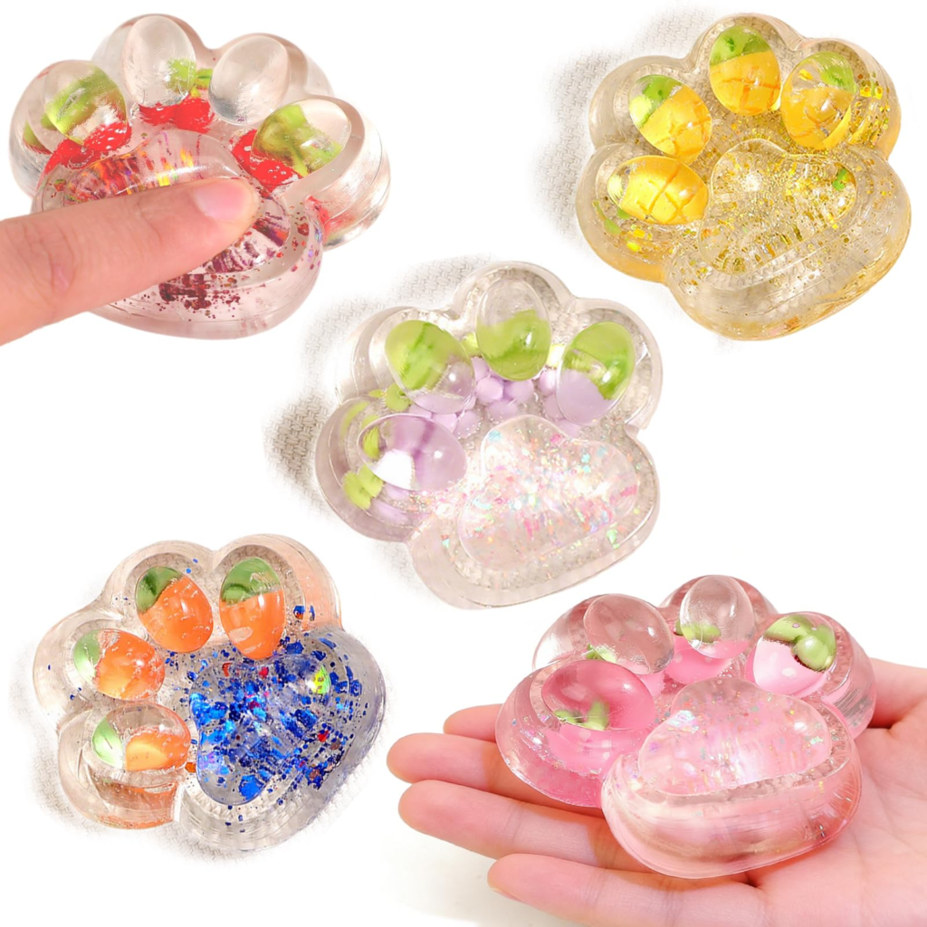 スクイーズ ぷにぷに 水感プルプル 肉球 5個 6cm セット ペタペタ 低反発 ストレス解消 グッズ おもちゃ 肉まん 可愛い レジン 柔らかい 弾性 触感良い 子供 大人兼用