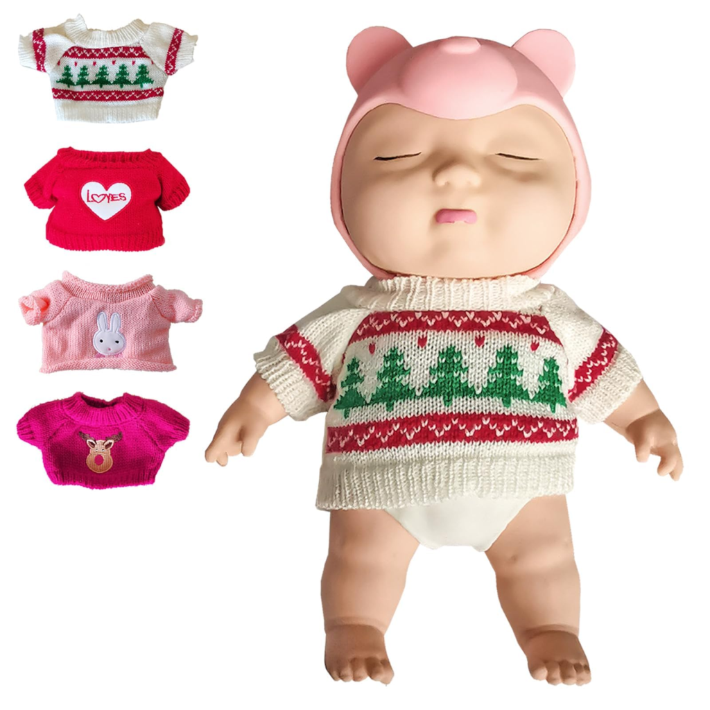 アグリーベイビーズ 服 ビッグ big スクイーズ 赤ちゃん 可愛い 玩具 ストレス解消 発散 人形 おもちゃ （クリスマスのテーマを持った可愛らしい衣服4点をプレゼントします。） (赤ちゃん+クリスマス衣装セット)