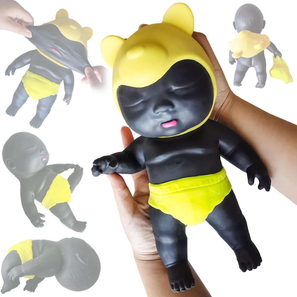 アグリーベイビーズ big 黒 スクイーズ 赤ちゃん 可愛い 玩具 ストレス解消 発散 人形 おもちゃ プレゼント 子供 大人兼用（パンツは４種類の色があり、ランダムに1つ送られます。） (黒色BIG赤ちゃん)