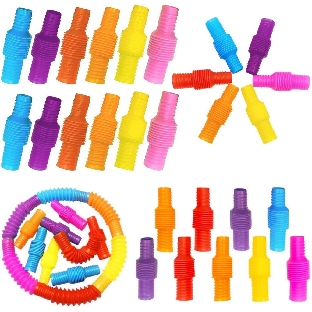ポップチューブ 【6色/12個セット】 DIYレインボーポ ップチューブ おもちゃ ストレスと不安を和らげるための パイプ 感覚ツールギフト 子供と大人のための感覚フィジェットおもちゃ