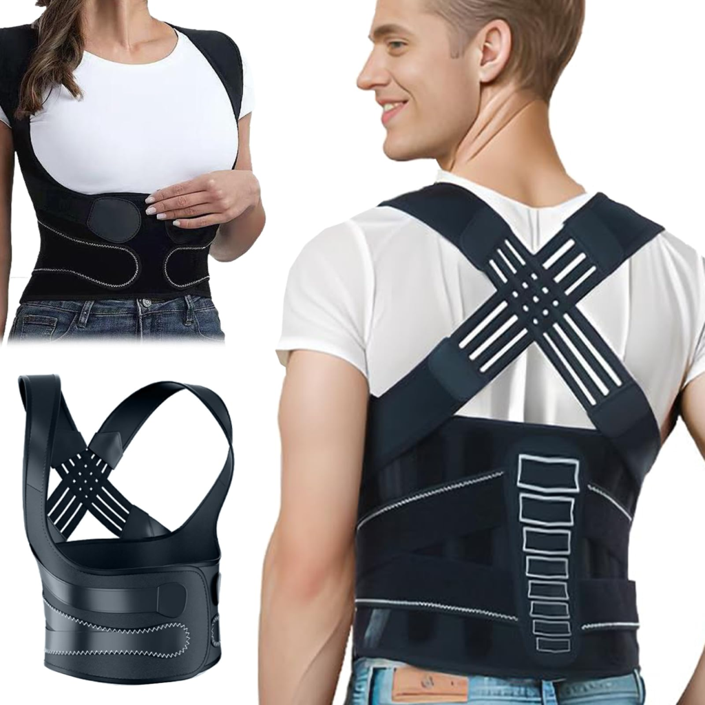 Smato 姿勢サポーター 猫背ベルト 男女兼用 金属ボーン カツル 薄型 腰椎 コルセット 美姿勢 腰用サポートベルト 背筋 背中 調節可能 伸縮性 脱着簡単