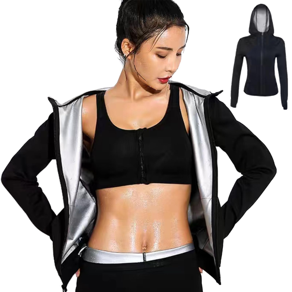 [Smato] サウナスーツ レディース パンツ 半袖 二の腕シェイパー ボディシェイパー 上着のみ 長袖 大きいサイズ 夏用 運動用 洗濯可 トレーニング 高発汗フィットネスウェア