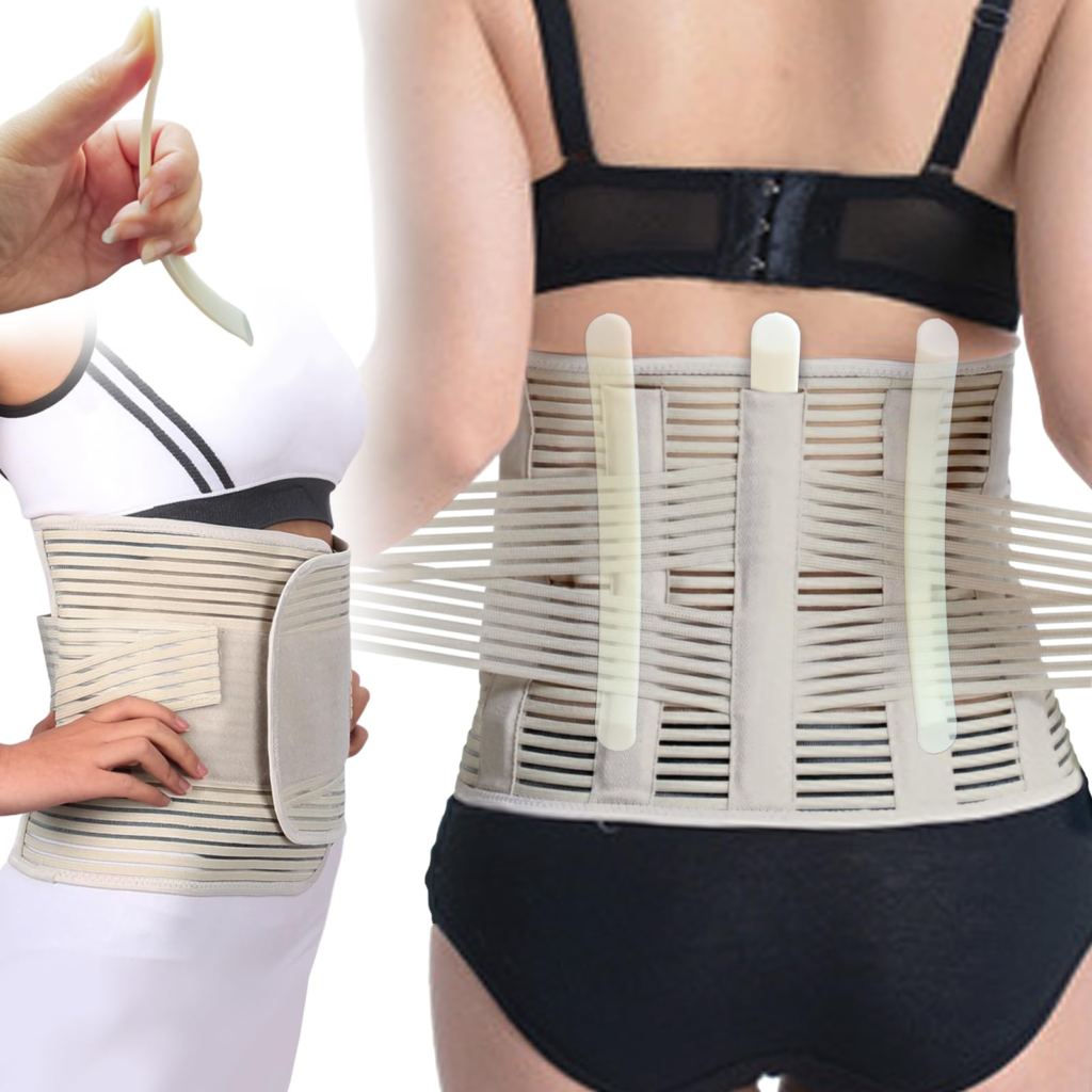 Smato 腰椎 コルセット 腰サポートベルト 腰ベルト メッシュ 幅広 作業用 介護 伸縮なし スポーツ ゴルフ ぎっくり腰 改善 腰さぽーと メッシュ 幅広 腰巻き 骨盤 背中 背骨 男性用 女性(XL, ベージュ)