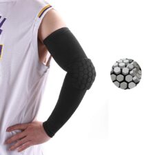 肘 サポーター アームスリーブ パット付き ハニカム 肘パッド 吸湿速乾 冷感 アームサポーター アームカバー バレーボール バスケットボール 大きめ レディース メンズ
