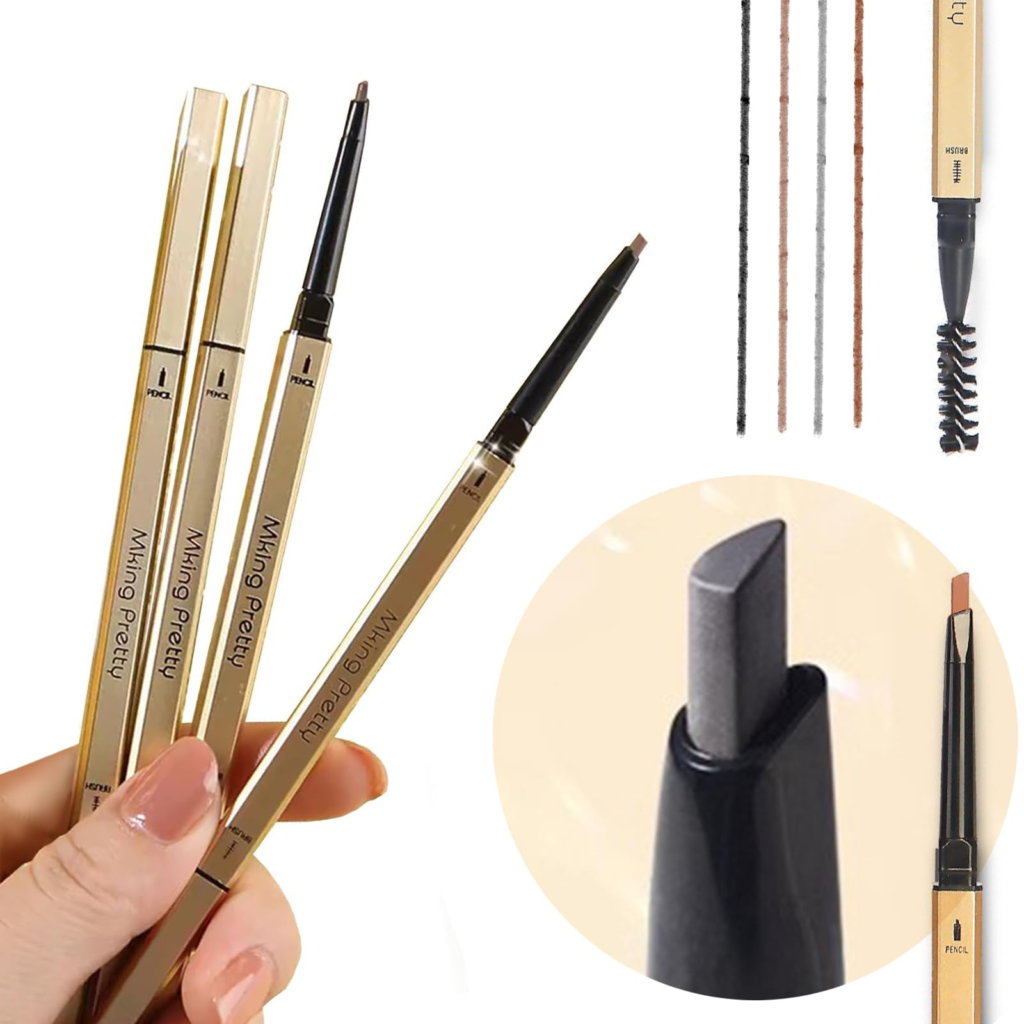 Smato アイブロウペンシル 眉毛 ペンシル アイブロウ 鉛筆タイプ 三角芯採用 極細 細芯 落ちない 毛 の よう に かける ウォータープルーフ メンズ 一本二用 形状の調整簡単 眉マスカラ (4色 4本セット)
