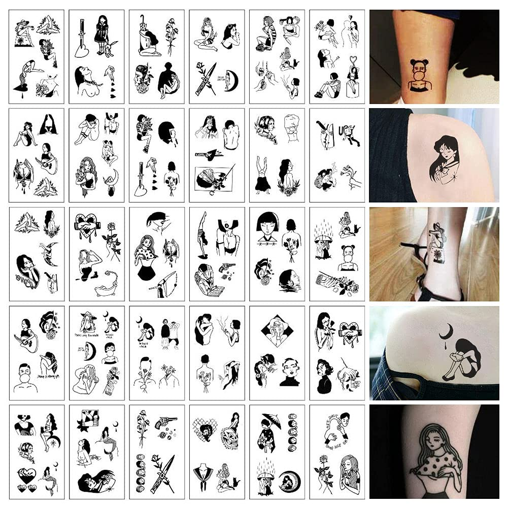 タトゥーシール 30枚 セット ジャグアタトゥー 2週間消えない たとぅーしーる 創作漫画風 韓国 防水 ボディ (浮世绘9.7*5.7cm)