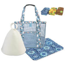 [Smato] サウナハット 3点セット マット バッグ 折りたたみ 折り畳み 大きめ グッズ はっと シート はっと アウトドア座布団 頭巾 キャップ 自宅 お風呂 帽子 フェルト 髪を 洗える 用品 家庭用 おしゃれ メンズ レディース