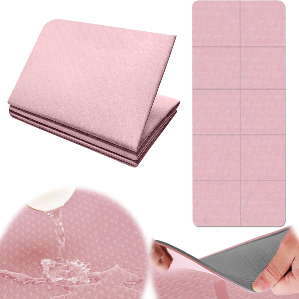 ヨガマット 折りたたみ 6mm 幅広 183cm 61cm TPEリング保護素材 滑り止め 折り畳み バンド エクササイズマット 持ち運び 厚め 広め コンパクト 大きめ 収納簡単