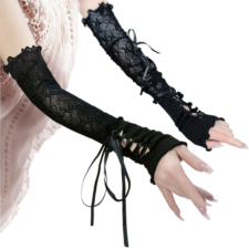 [Smato] アームウォーマー アームカバー サブカル系 地雷系 レース つけ袖 ショート おしゃれ 可愛い かわいい 薄手 指なし uvカット 腕カバー 2枚1セット