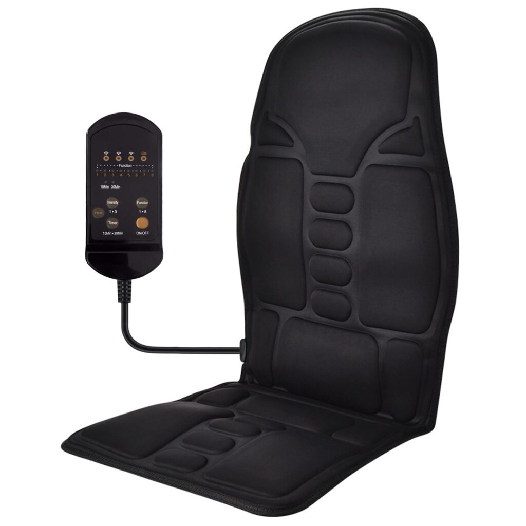 Smato シートマッサージャー 3モード切替 振動式 (全身 背中 腰 肩 もも) 軽量1.4 kg オフィス 在宅ワーク 車 ヒーター機能搭載 (ブラック C01)