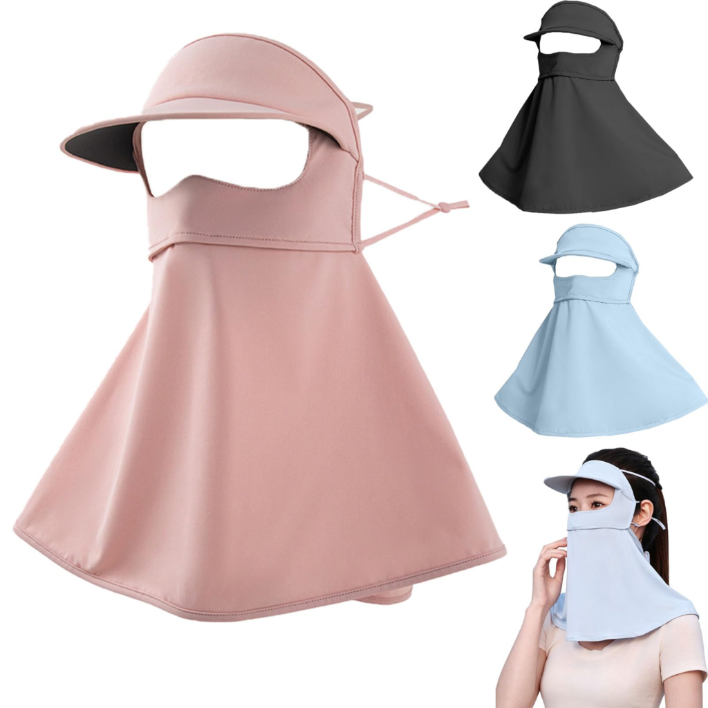 [Smato] UPF50+ UV カット つば付きフェイスカバー 首元まで全面日焼け防止マスク 冷感速乾通気素材 ゴルフ サイクリング ドライブ 通勤 アウトドア 男女兼用
